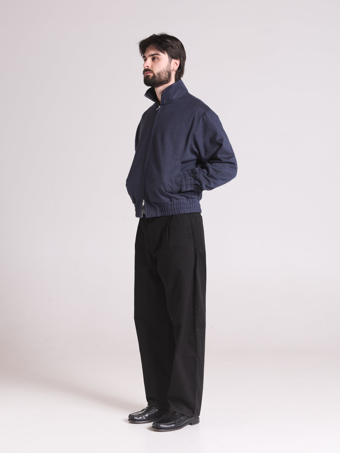 HERRINGBONE BLOUSON | MARINE NAVY