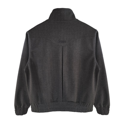 HERRINGBONE DUAL ZIP BLOUSON | MIDNIGHT