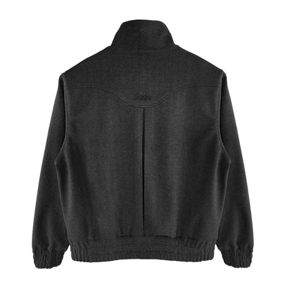 HERRINGBONE DUAL ZIP BLOUSON | MIDNIGHT