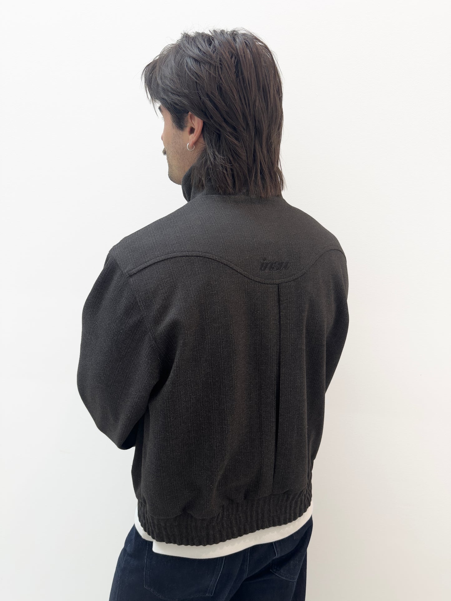 HERRINGBONE DUAL ZIP BLOUSON | MIDNIGHT