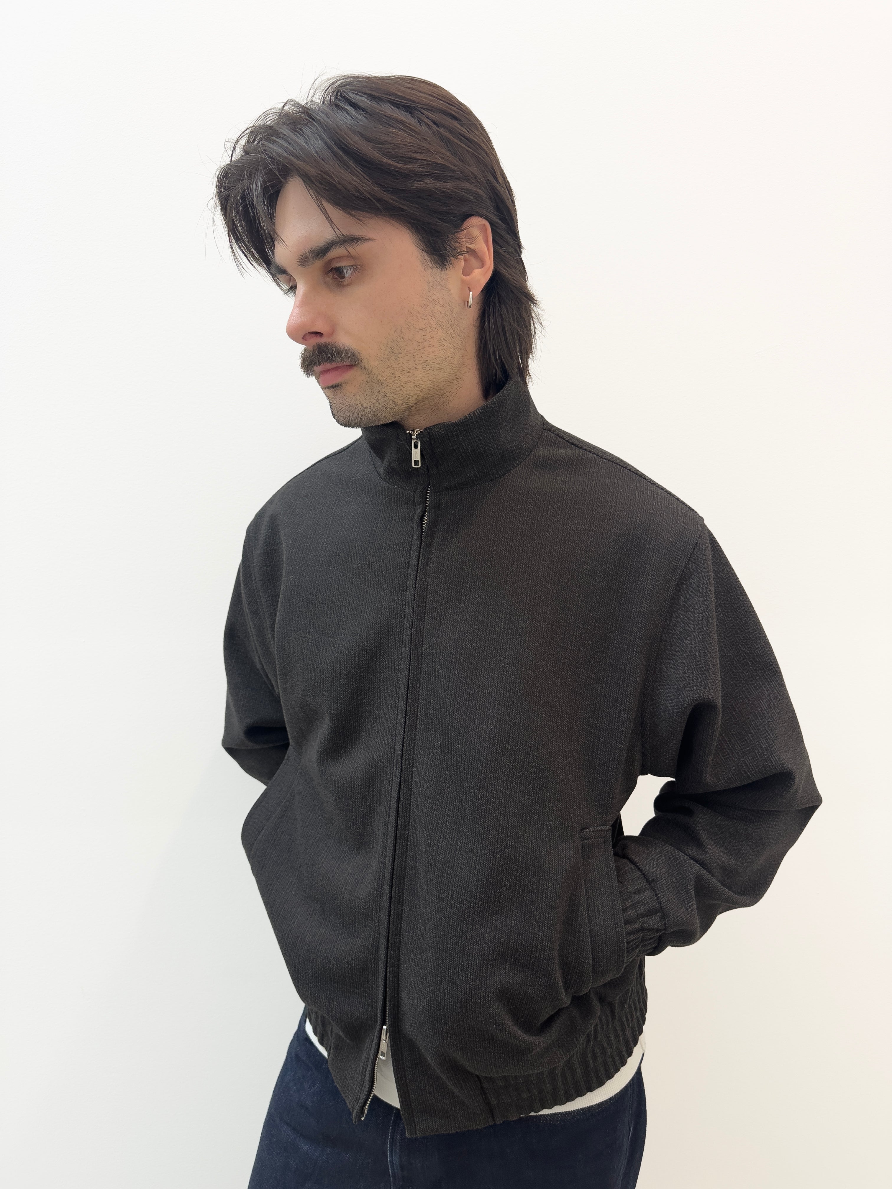 HERRINGBONE DUAL ZIP BLOUSON | MIDNIGHT – INSU