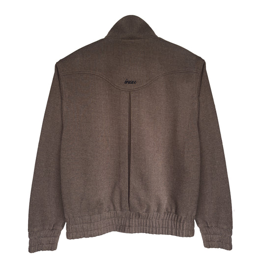 HERRINGBONE DUAL ZIP BLOUSON | BROWN